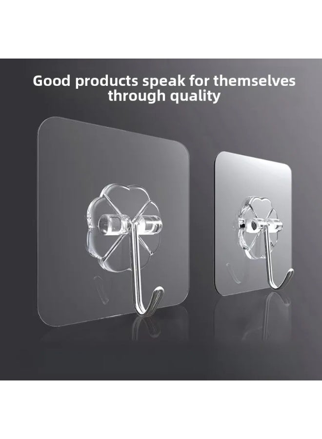 10-Pack Heavy-Duty Adhesive Hooks, Drill-Free, Traceless, Strong Load-Bearing, Transparent Sticky Hooks for Kitchen - Image 2
